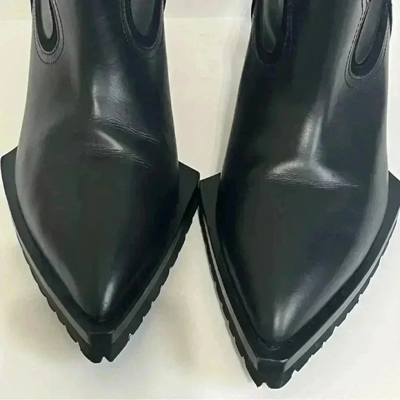Sacai Black Leather Cowboy Booties - Picture 8 of 10